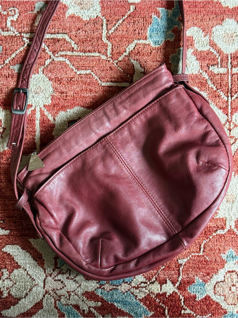 stone mountain burgundy leather hobo shoulder bag